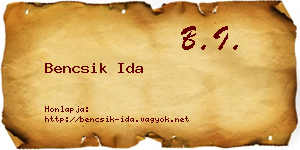 Bencsik Ida névjegykártya